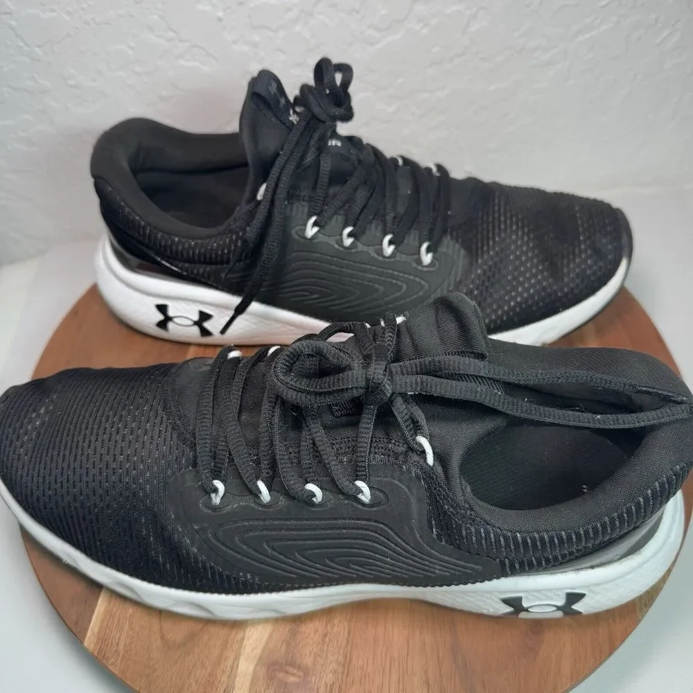 Under Armour Charged Vantage Mens 11 Black and White Running Mesh Sneakers‎